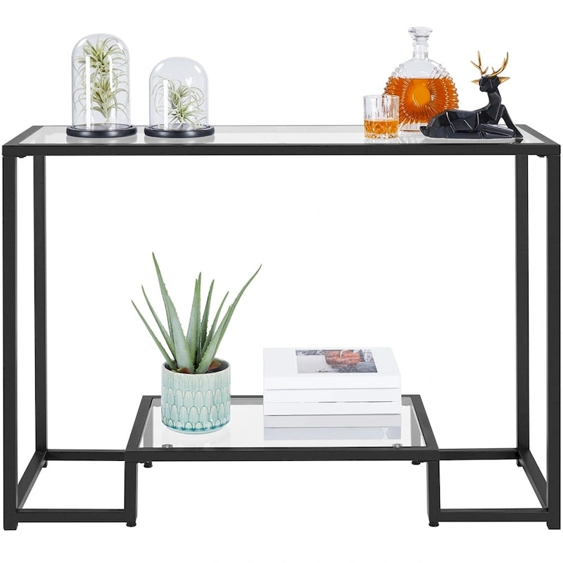 Modern Tempered Glass Console Table for Entryway or Porch