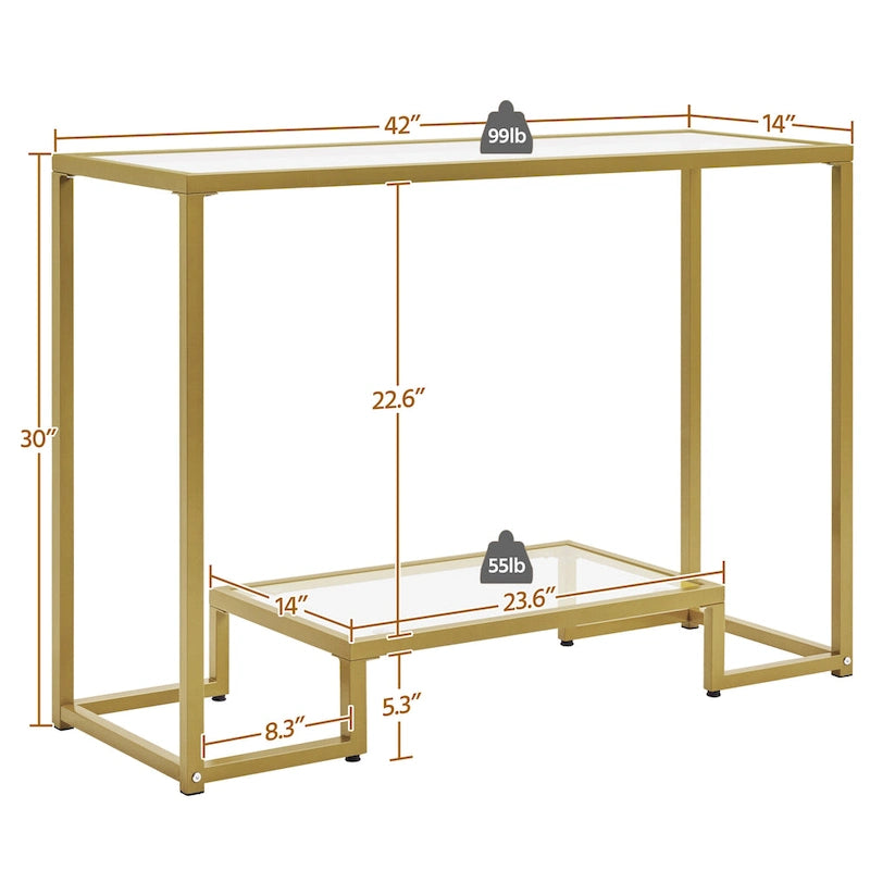 Modern Tempered Glass Console Table for Entryway or Porch