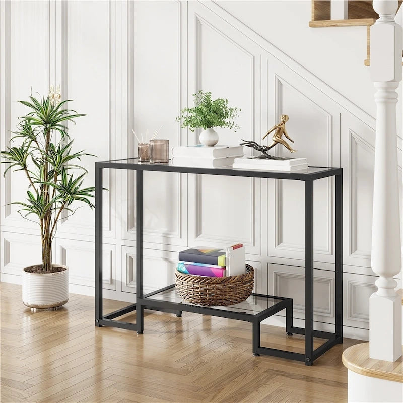 Modern Tempered Glass Console Table for Entryway or Porch