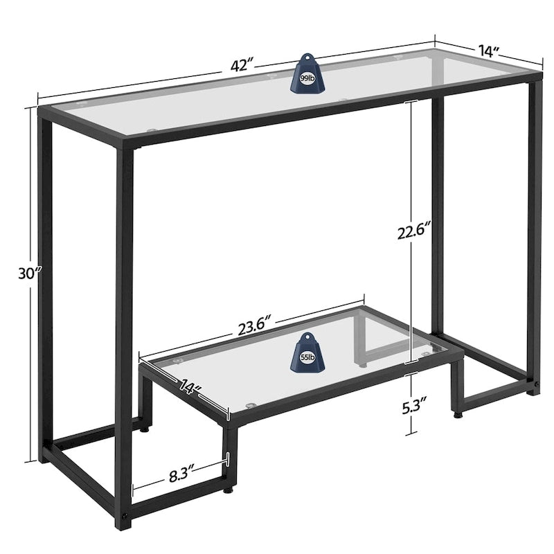 Modern Tempered Glass Console Table for Entryway or Porch