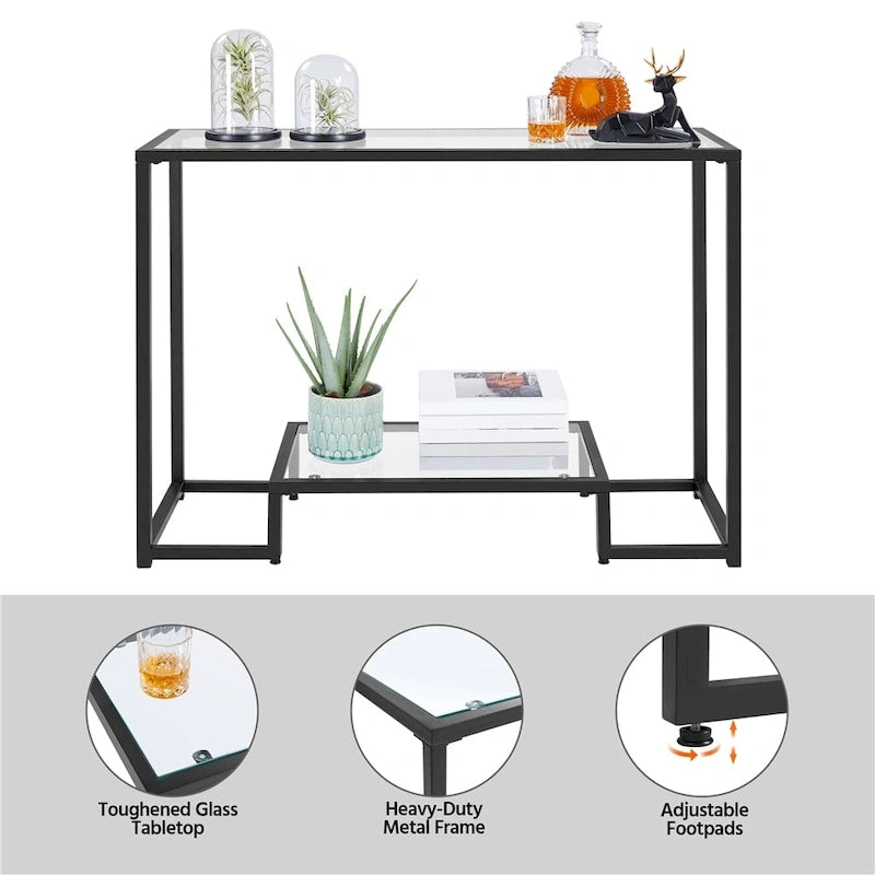 Modern Tempered Glass Console Table for Entryway or Porch