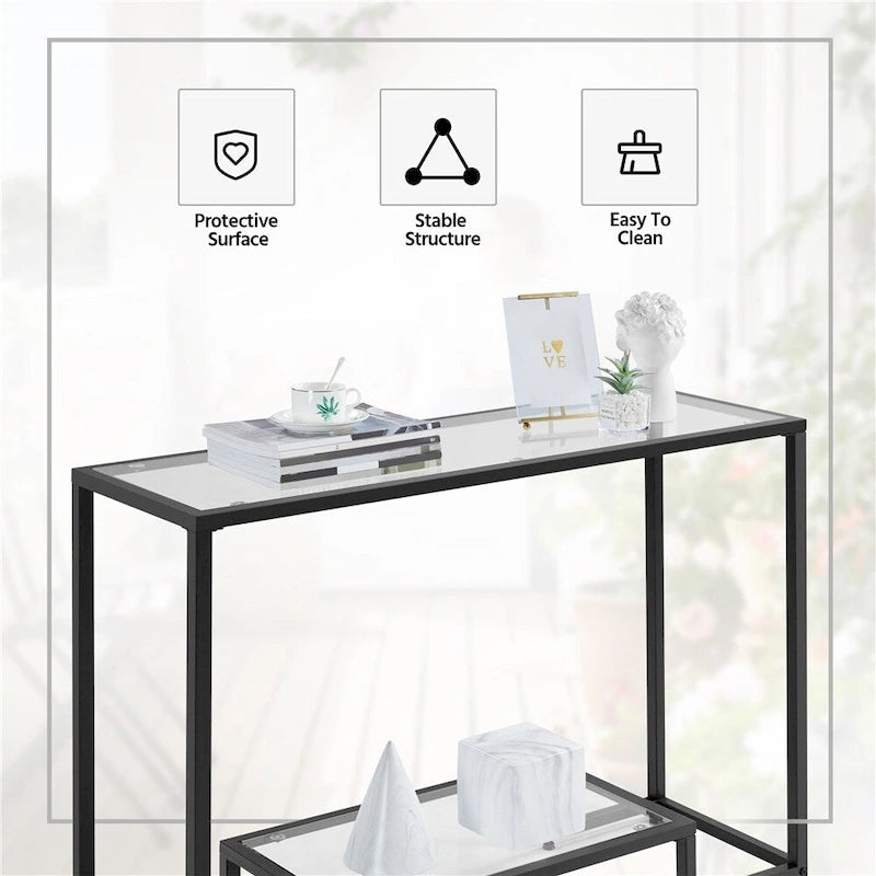 Modern Tempered Glass Console Table for Entryway or Porch