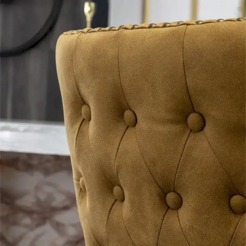 Mid-Century Modern Faux Leather Tufted Nailhead Trim Barstool, Set of 2