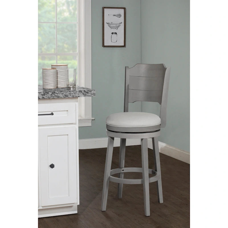 Modern Farmhouse Swivel Bar Stool in Distressed Gray