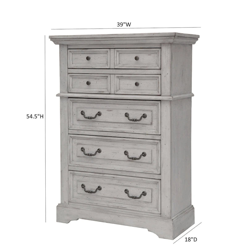 5-Drawer Distressed Wood Chest with Dovetail Construction