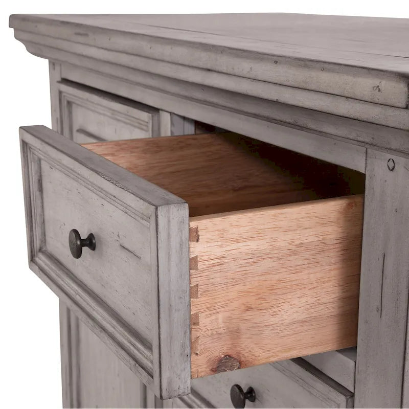 5-Drawer Distressed Wood Chest with Dovetail Construction