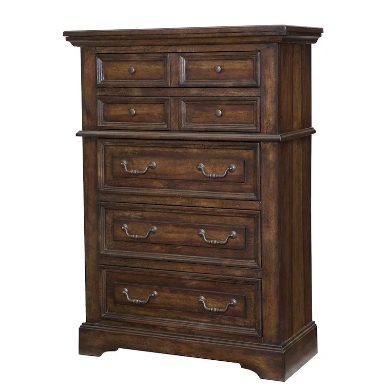 5-Drawer Distressed Wood Chest with Dovetail Construction