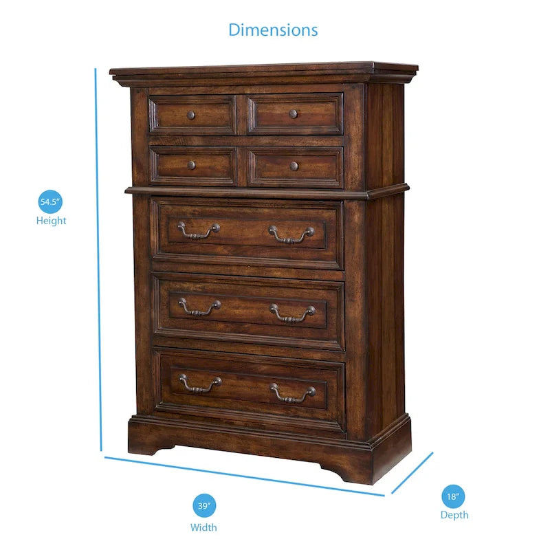 5-Drawer Distressed Wood Chest with Dovetail Construction