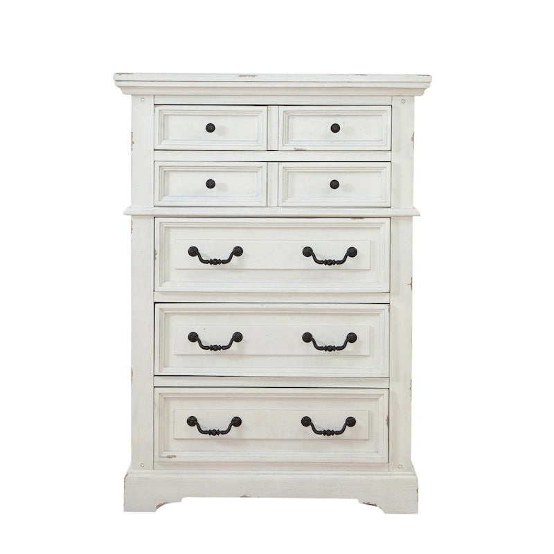 5-Drawer Distressed Wood Chest with Dovetail Construction