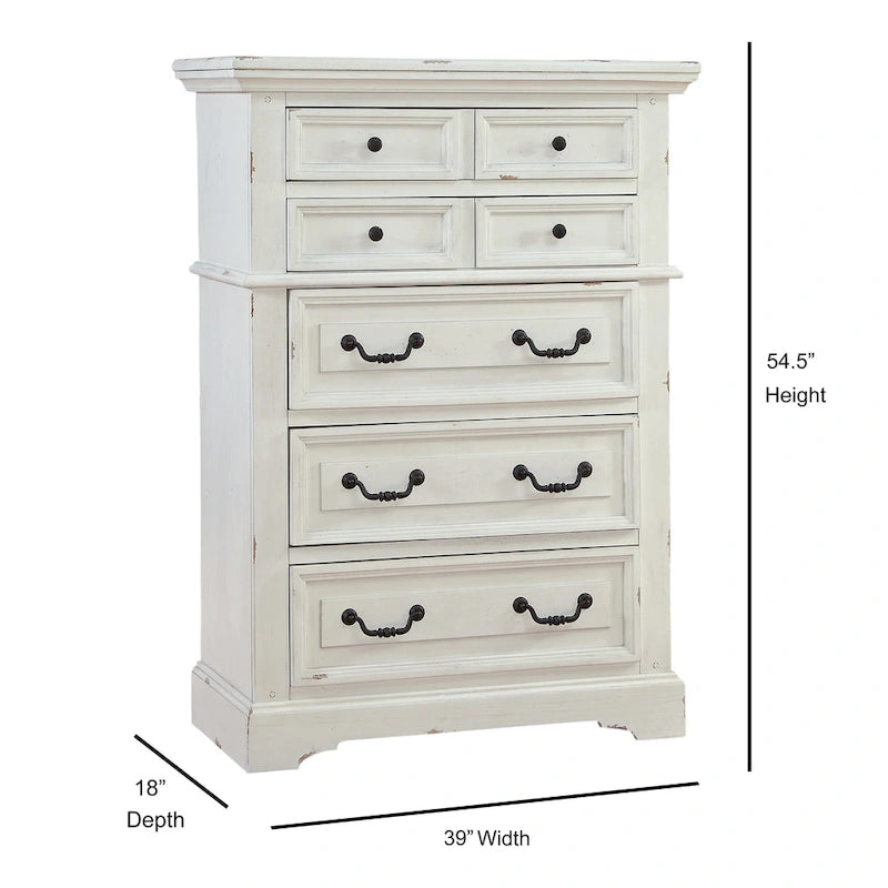 5-Drawer Distressed Wood Chest with Dovetail Construction