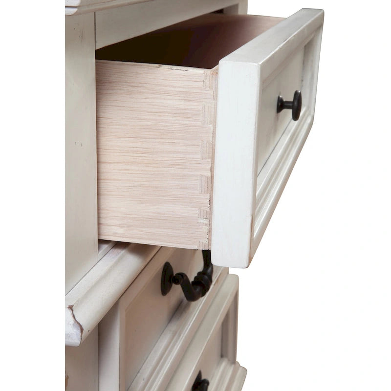 5-Drawer Distressed Wood Chest with Dovetail Construction