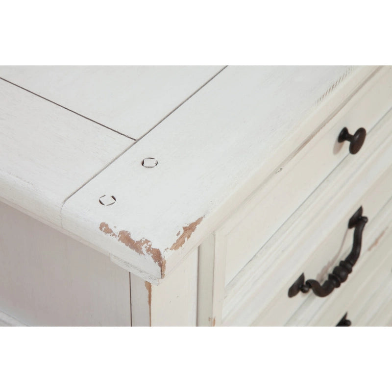5-Drawer Distressed Wood Chest with Dovetail Construction