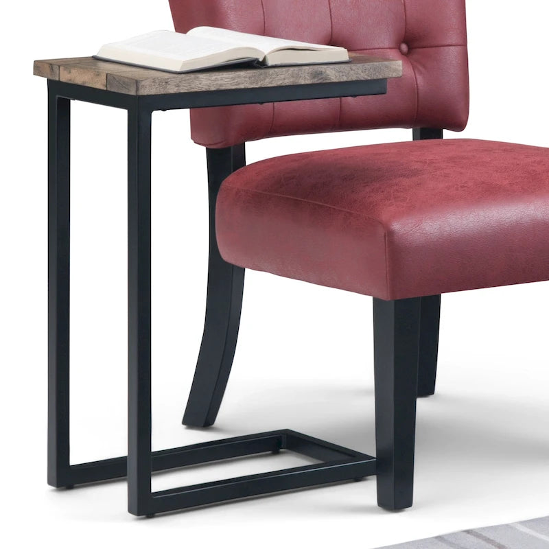 Wide Solid Metal Industrial C Side Table