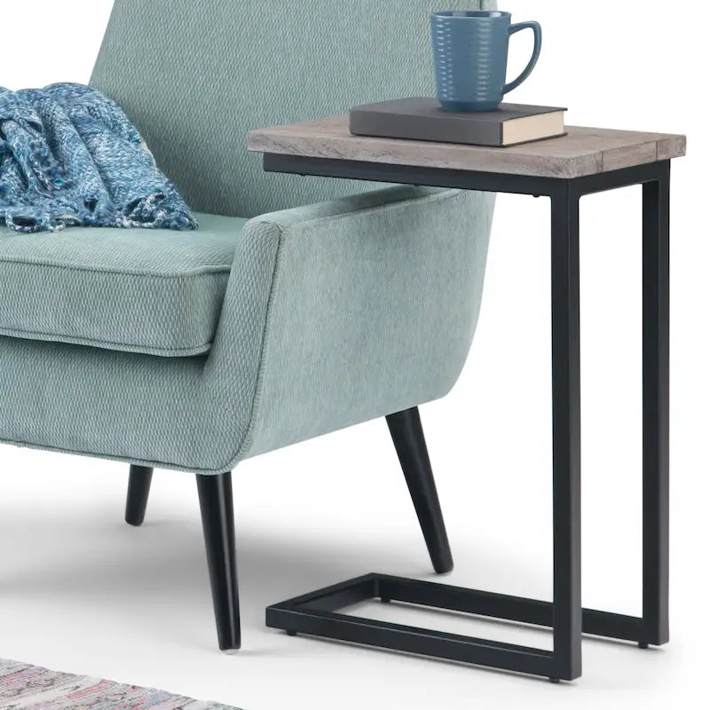Wide Solid Metal Industrial C Side Table