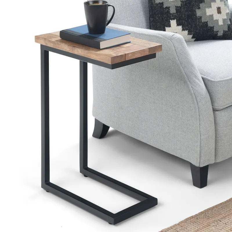 Wide Solid Metal Industrial C Side Table
