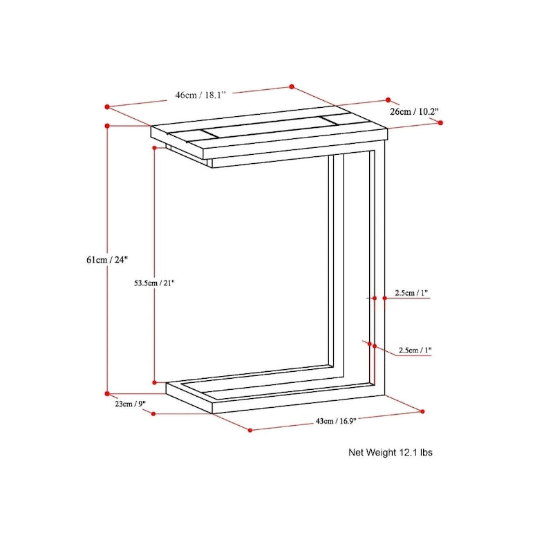 WYNDENHALL Rhonda 18 inch Wide Solid Metal Industrial C Side Table - 18 W x 10 D x 24 H