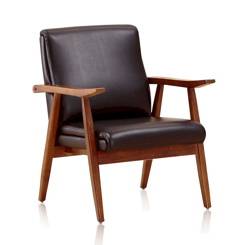 Amber Faux Leather Mid-Century Modern Accent Chair