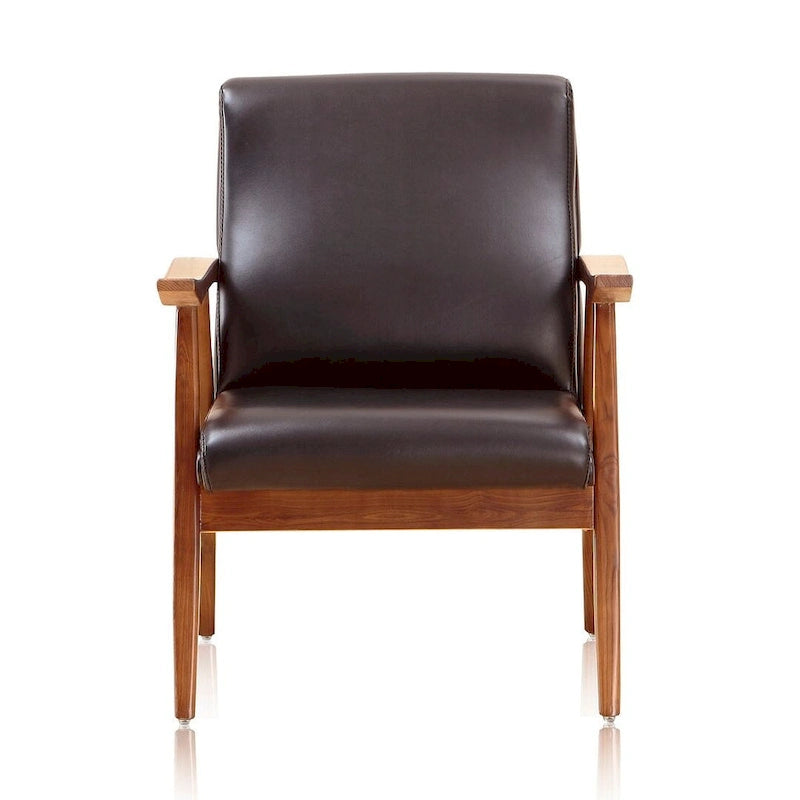 Amber Faux Leather Mid-Century Modern Accent Chair