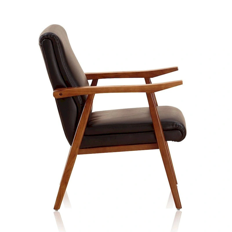 Amber Faux Leather Mid-Century Modern Accent Chair