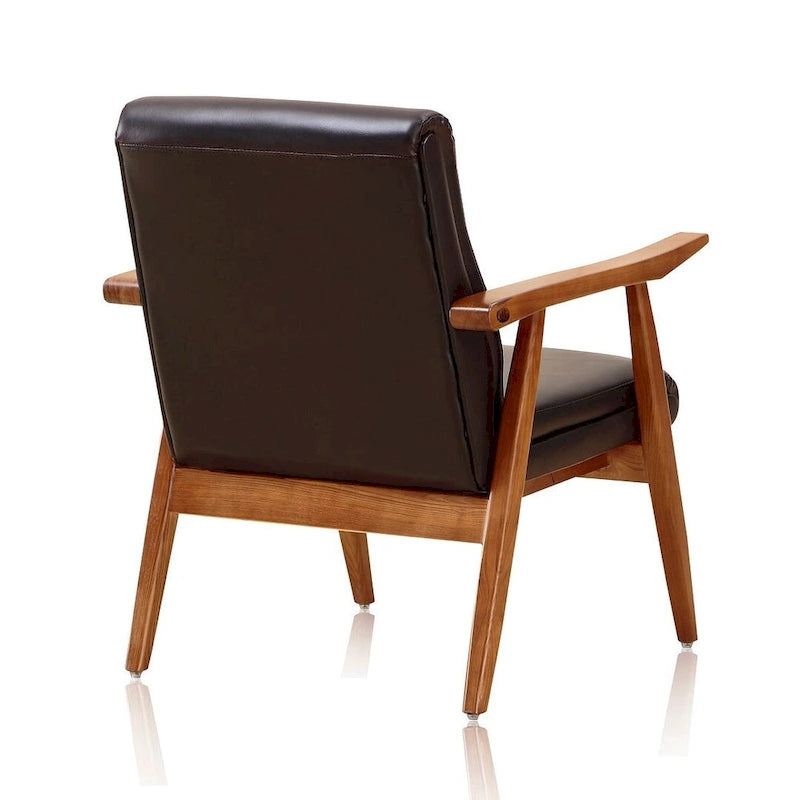 Amber Faux Leather Mid-Century Modern Accent Chair