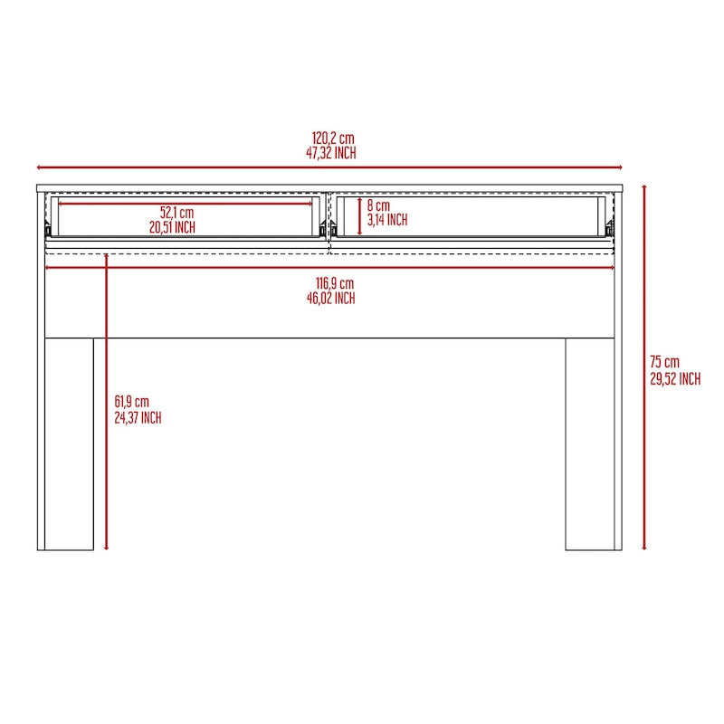 FM Furniture Tampa 2-Drawer Computer Desk with 2 Handleless Drawers