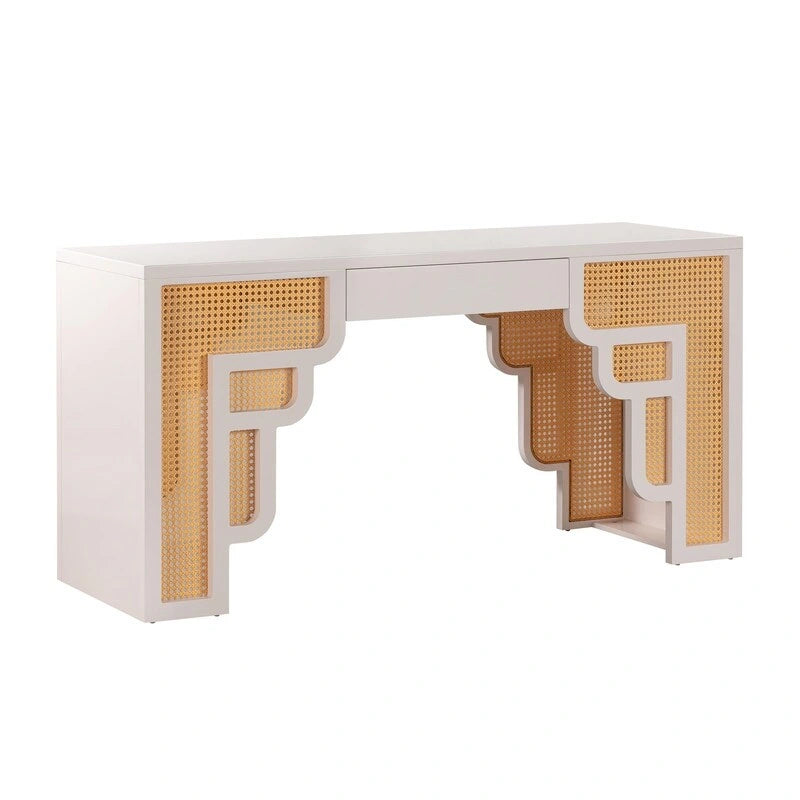 Suzie Wood and Rattan 1 Drawer Desk