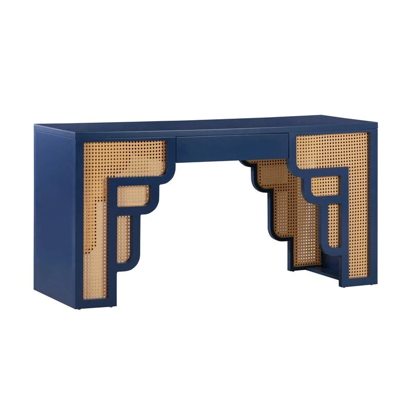 Suzie Wood and Rattan 1 Drawer Desk