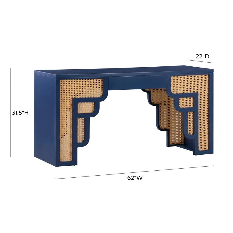 Suzie Wood and Rattan 1 Drawer Desk