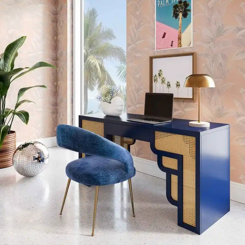 Suzie Wood and Rattan 1 Drawer Desk