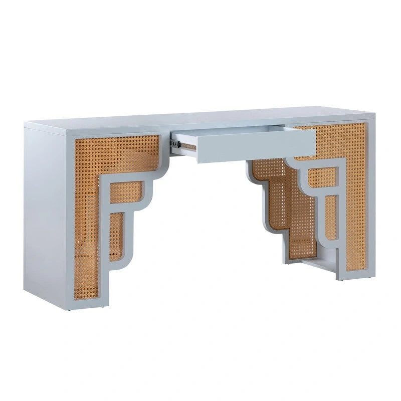 Suzie Wood and Rattan 1 Drawer Desk