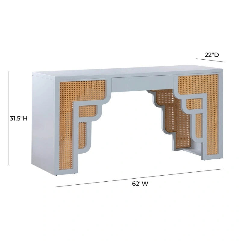 Suzie Wood and Rattan 1 Drawer Desk