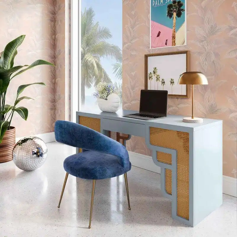 Suzie Wood and Rattan 1 Drawer Desk