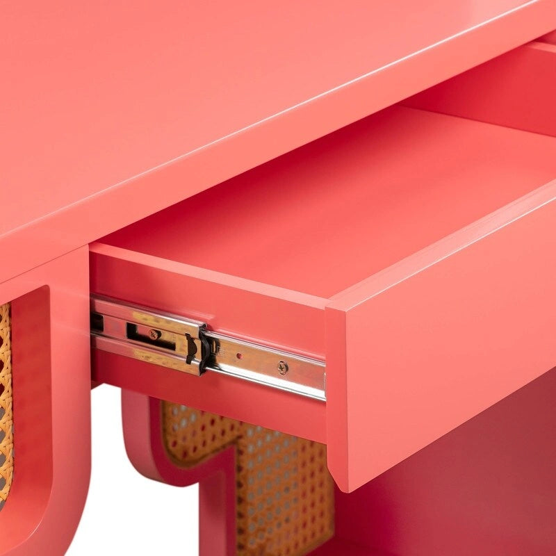 Suzie Wood and Rattan 1 Drawer Desk