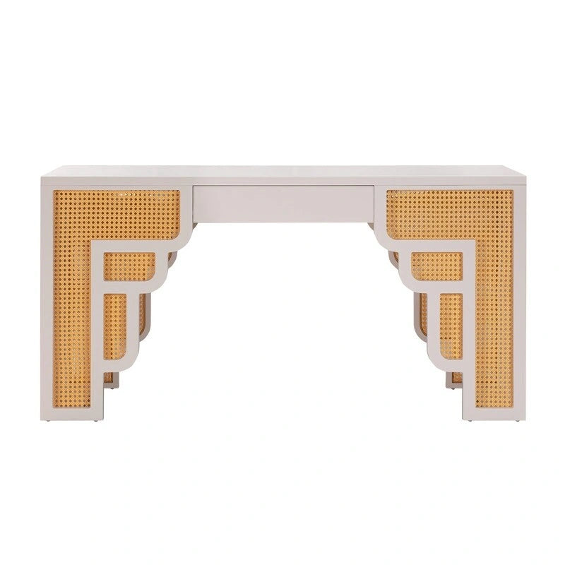 Suzie Wood and Rattan 1 Drawer Desk