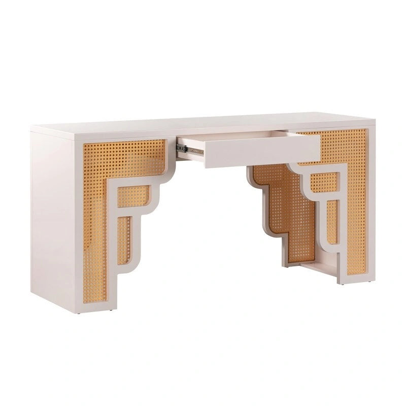 Suzie Wood and Rattan 1 Drawer Desk