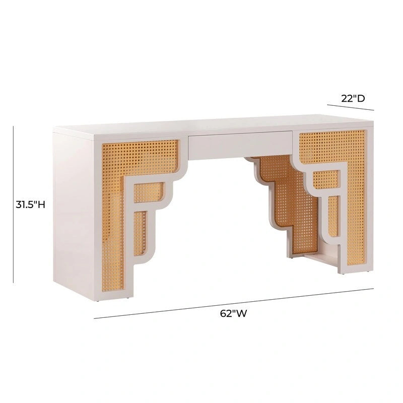 Suzie Wood and Rattan 1 Drawer Desk