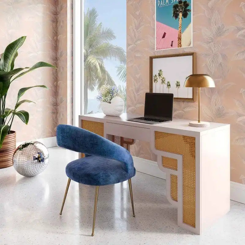 Suzie Wood and Rattan 1 Drawer Desk
