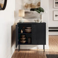 2 Door Fluted Sideboard Buffet Cabinet with Metal Legs