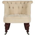 Natural Cream Tufted Accent Chair with Birch Wood Legs