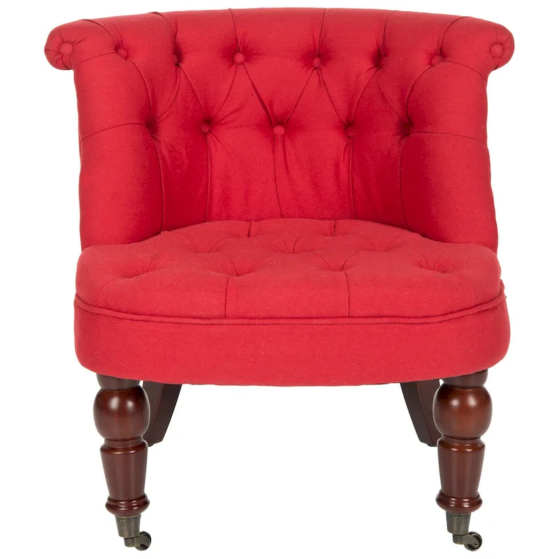 Natural Cream Tufted Accent Chair with Birch Wood Legs