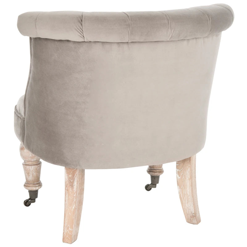 Natural Cream Tufted Accent Chair with Birch Wood Legs