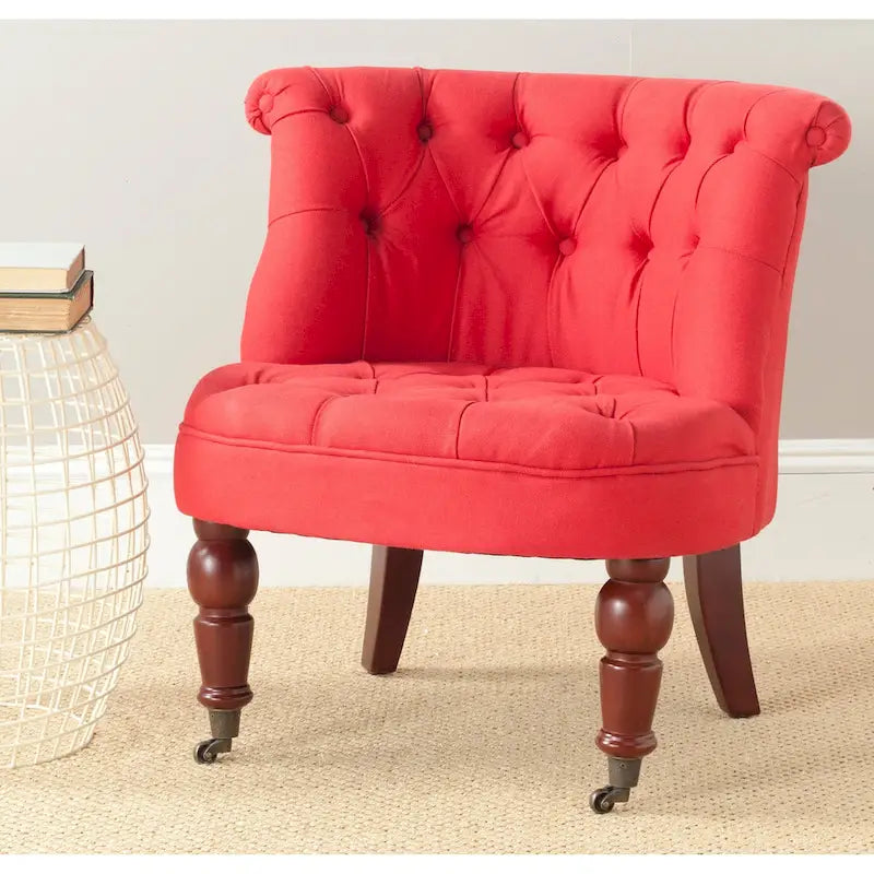 Natural Cream Tufted Accent Chair with Birch Wood Legs