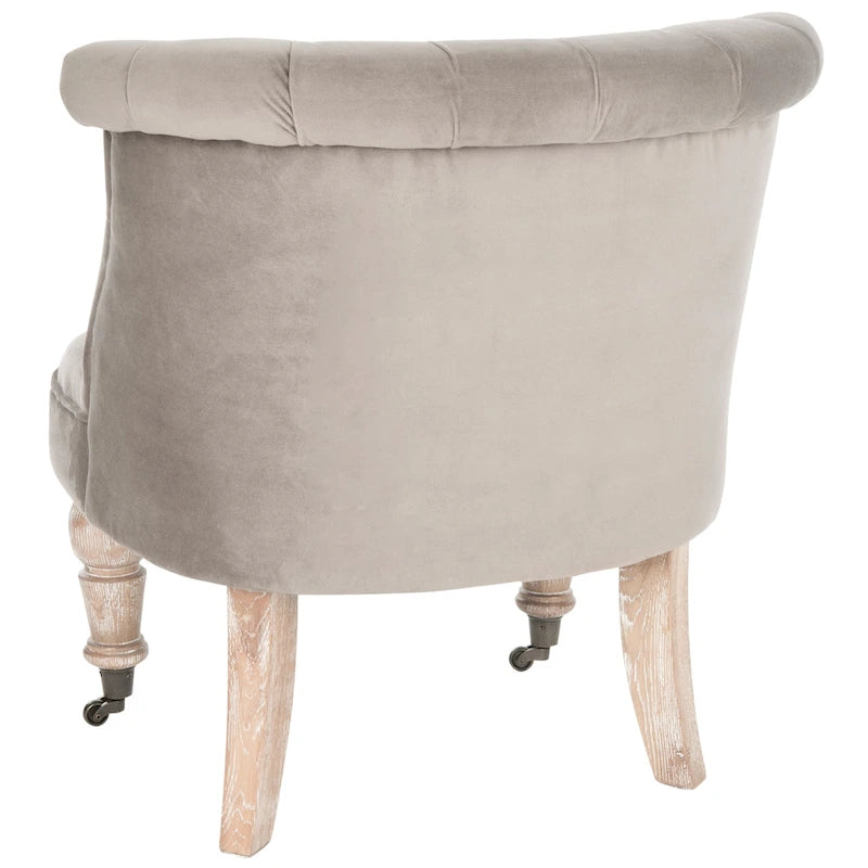 Natural Cream Tufted Accent Chair with Birch Wood Legs
