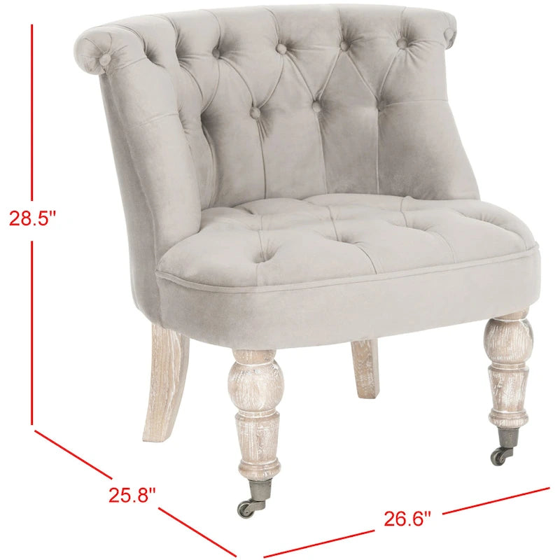 Natural Cream Tufted Accent Chair with Birch Wood Legs