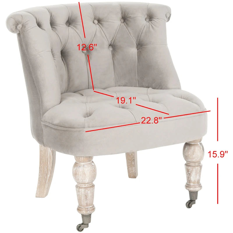 Natural Cream Tufted Accent Chair with Birch Wood Legs