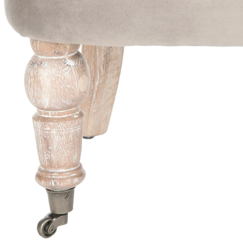 Natural Cream Tufted Accent Chair with Birch Wood Legs