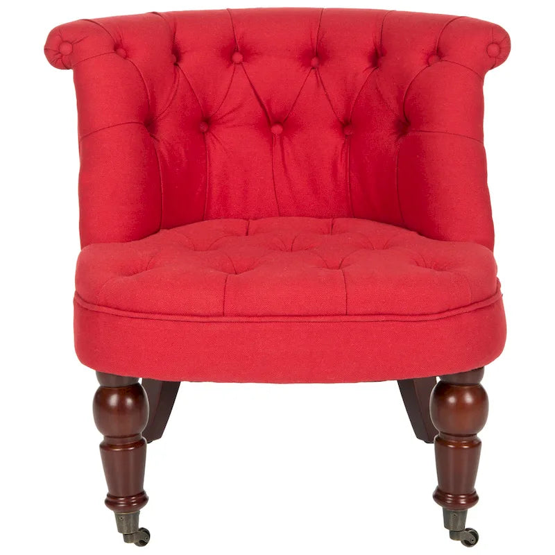 Natural Cream Tufted Accent Chair with Birch Wood Legs