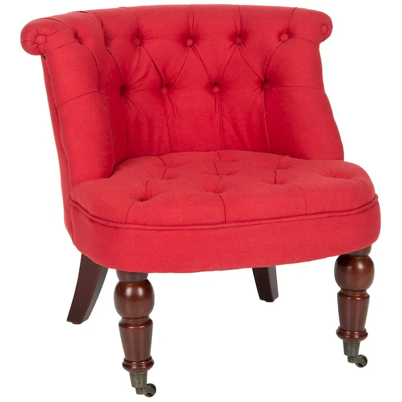 Natural Cream Tufted Accent Chair with Birch Wood Legs