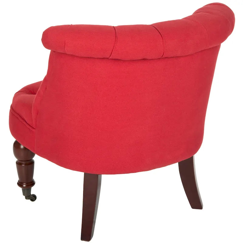 Natural Cream Tufted Accent Chair with Birch Wood Legs