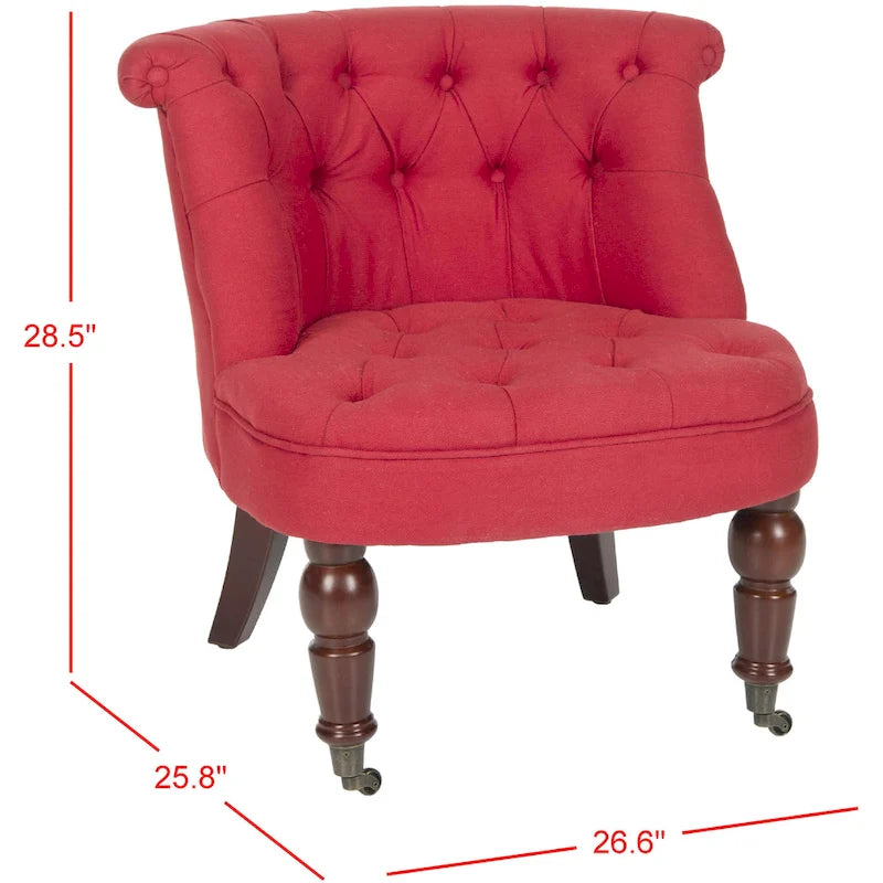 Natural Cream Tufted Accent Chair with Birch Wood Legs